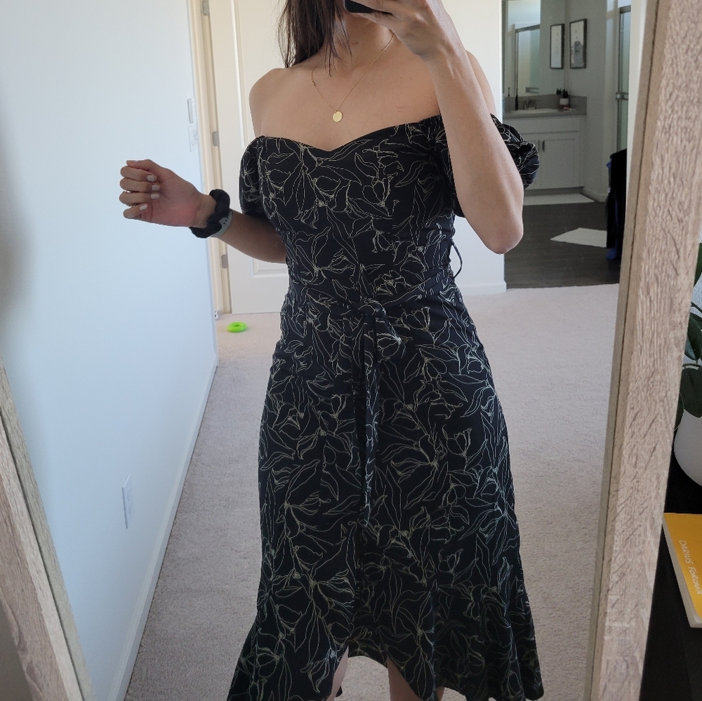 Black floral dress puff sleeve or off the shoulder